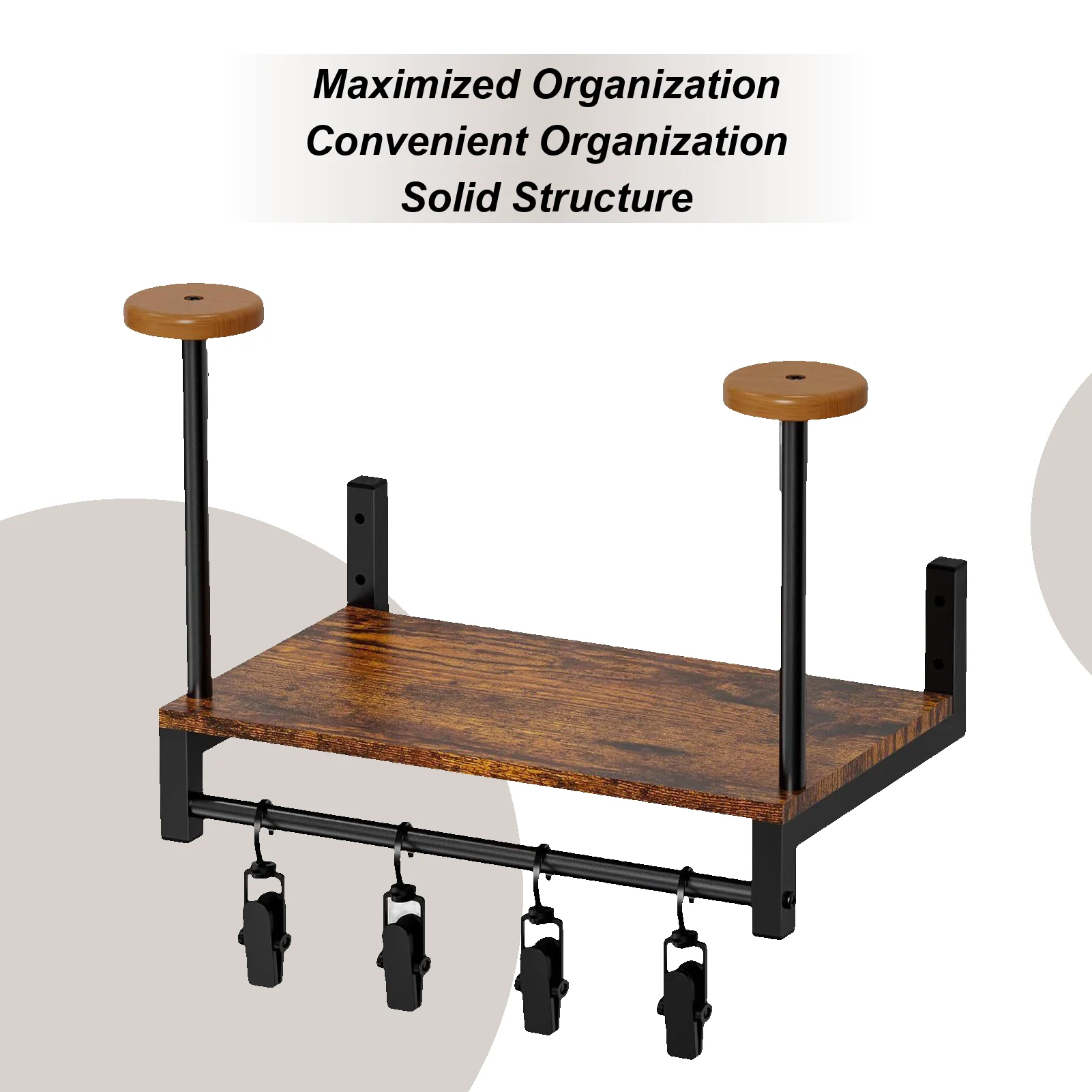 Motorcycle Helmet Rack Wall Mounted Wooden Hat Rack Hat Leather Storage Rack With 4 Clips For Shoes And Hats Storage