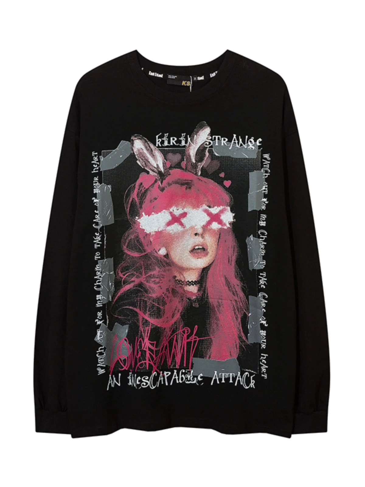 Trendy Oversize Long Sleeve American Ins Style Sweatshirt High Street Round Neck Base Shirt  Loose Hip Hop Top Streetwear Women