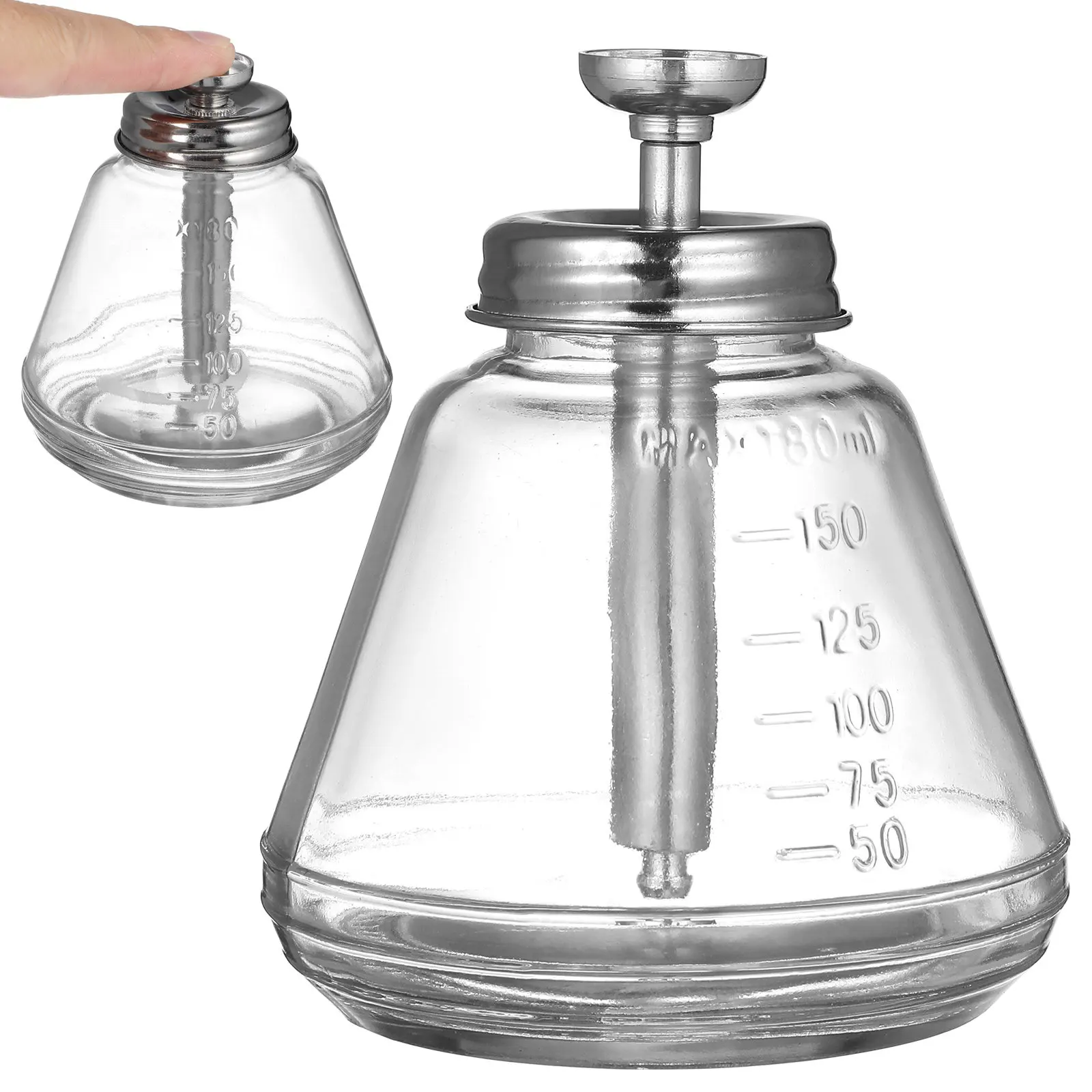 Glass Push Pump Dispenser Bottle for Nail Art Salon Use Empty Refillable Pump Bottle with Clear Body Evaporation