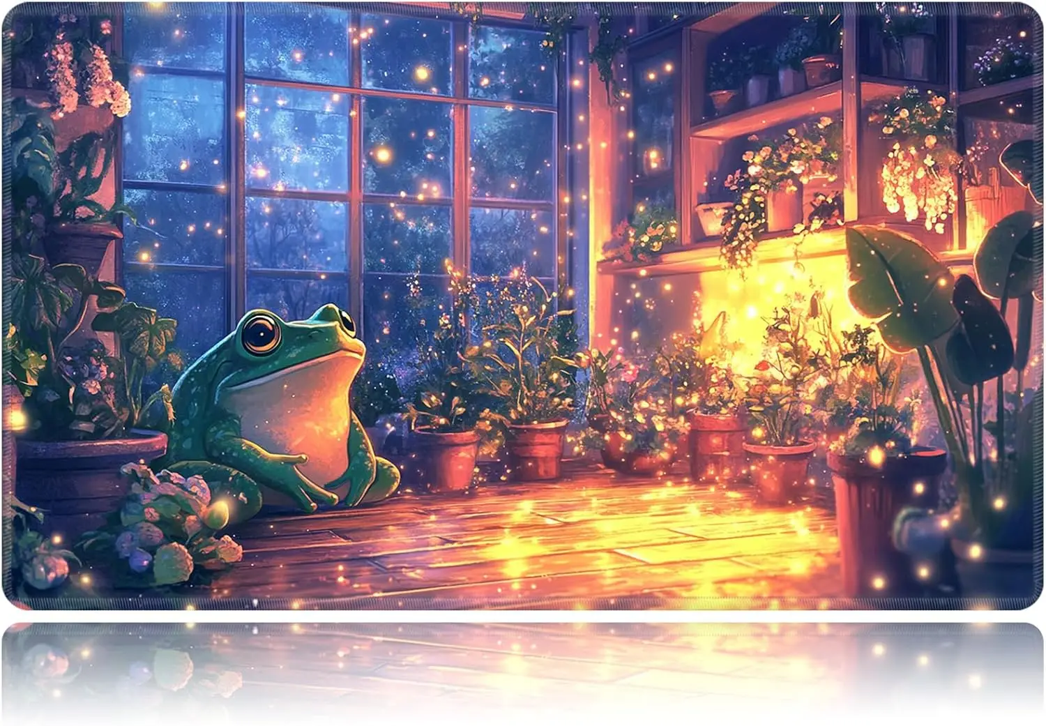 

Cute frog card game mat, computer accessory, anti-slip rubber seam, washable, high-definition printed table pad, high quality