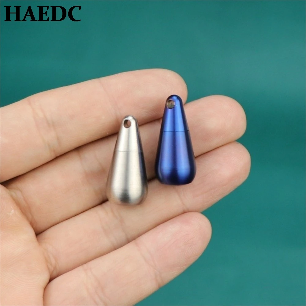 HAEDC Titanium Alloy Water Drop Pendant Small Medicine Bottle Sealed Moisture-proof Waterproof Portable Key Chain