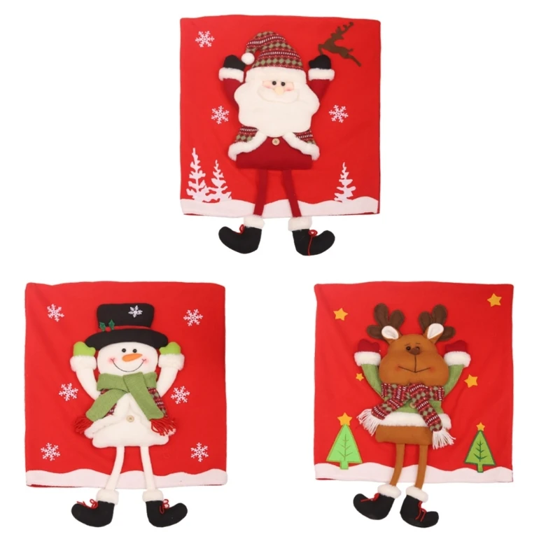 

Christmas Chair Back Cover Santa Chair Back Decor Slipcovers