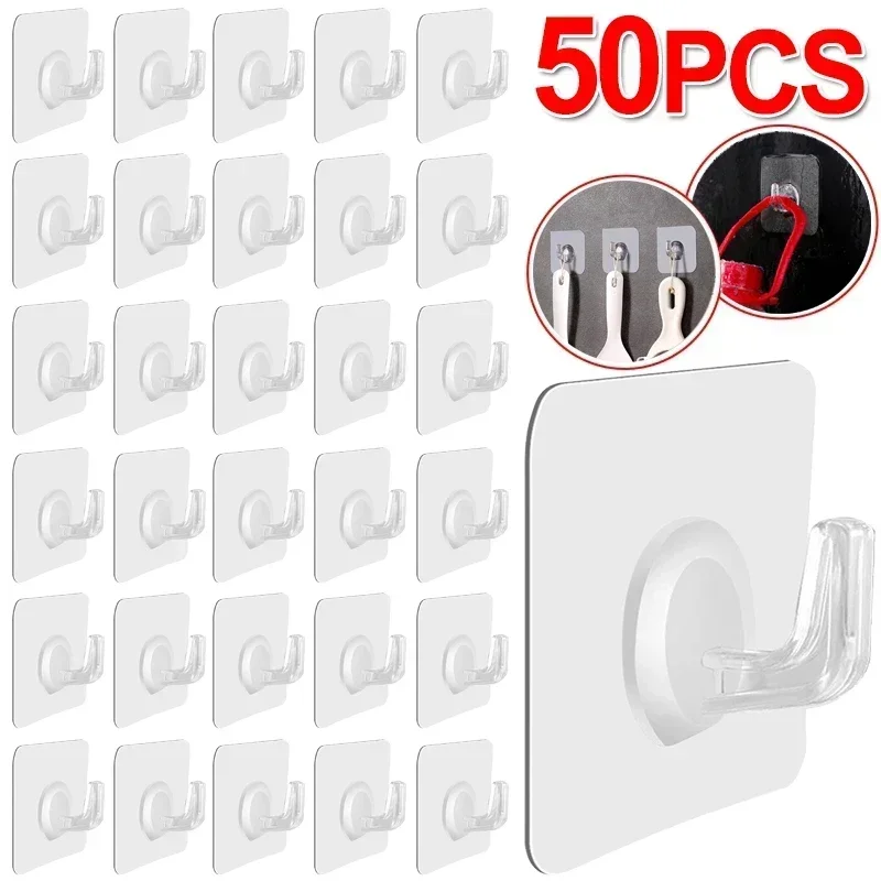 5-30pcs ganci autoadesivi trasparenti porta gancio a parete gancio aspirazione Rack per carichi pesanti cucina bagno Organizer Holder