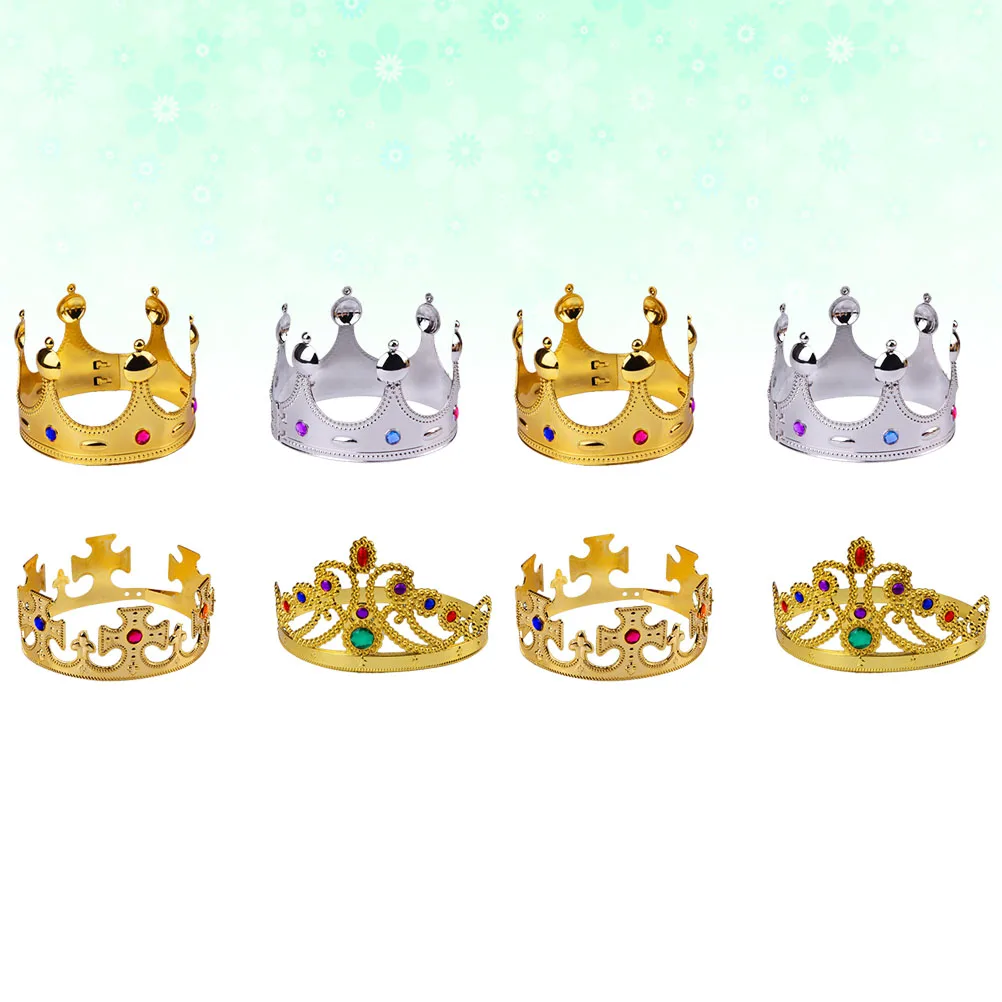 

8 Pcs Children Crown Props Plastic Party Hats Kids Birthday Halloween Eye-catching Showers Queen