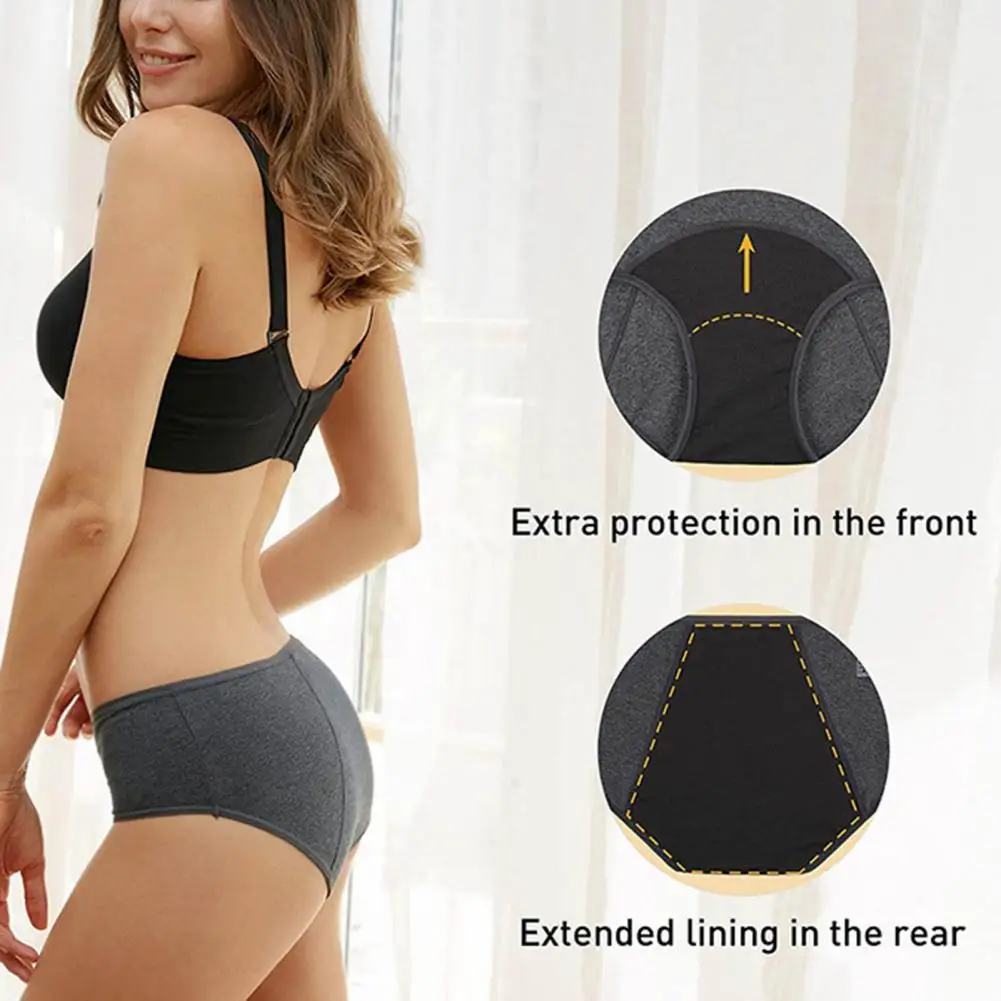 

Trendy Thin Soft Women Leakproof Physiological Period Solid Color Panties Breathable Menstrual Underpants Daily Wear