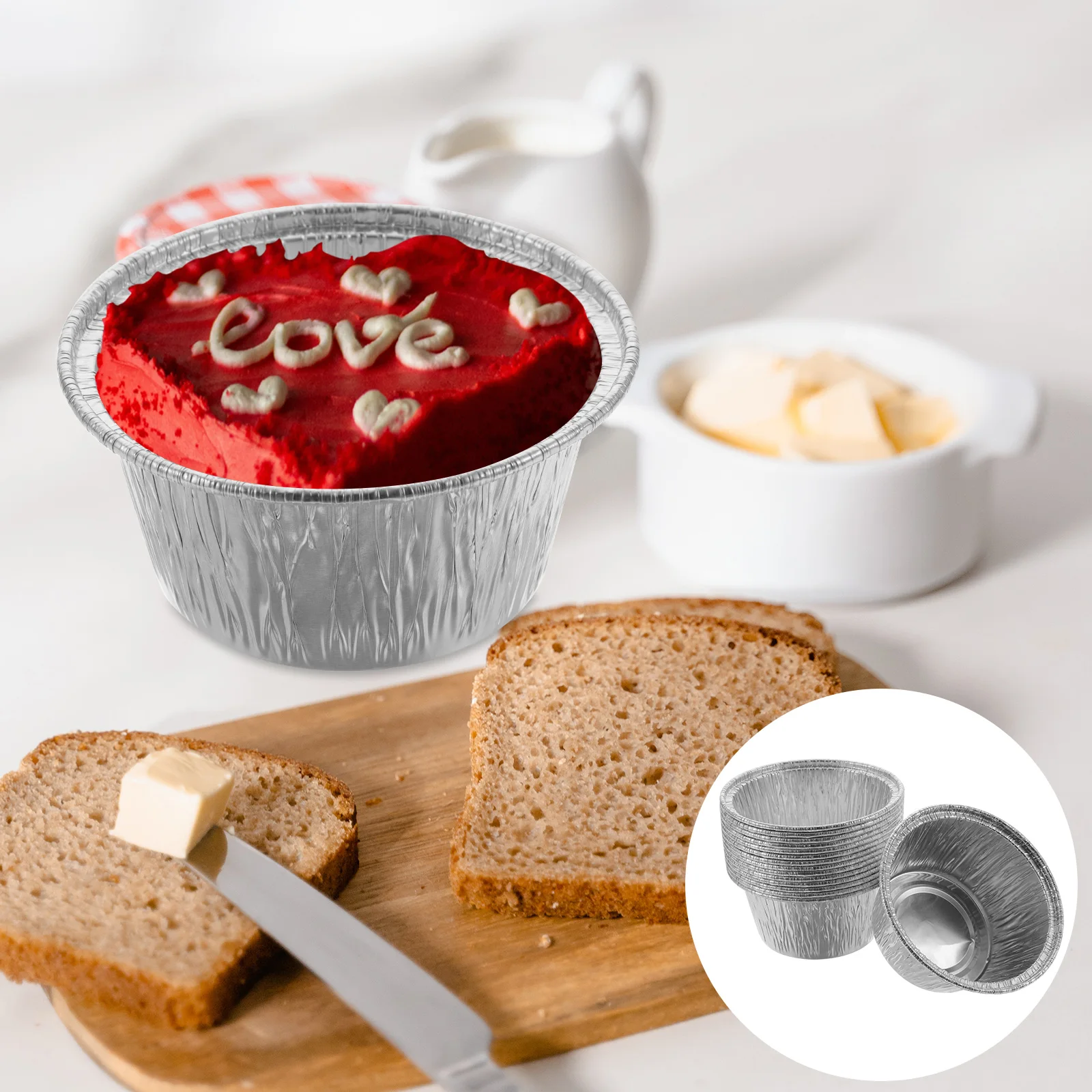 

100Pcs Aluminium Foil Pudding Cups Baking Containers Small Cakes Dessert Molds Party Supplies
