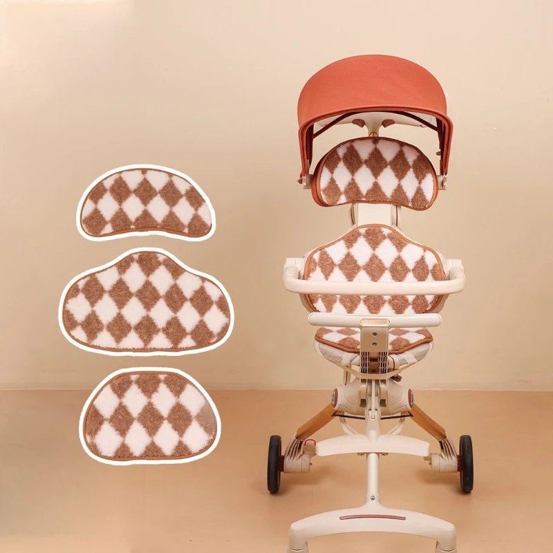 1 مجموعة الشتاء أفخم الدافئة عربة طفل وسادة مقعد العالمي الأطفال عربة رئيس الجسم دعم مقعد بطانة منصات مع حزام ثابت #2