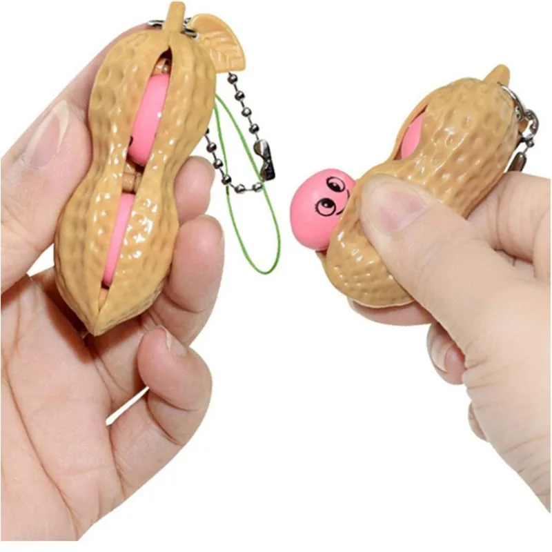 Pea Toys Keychain Stress Relief Toys Squid Squeeze Pea Bag Charms Cute Quirky Pea Pods Backpack Accessories