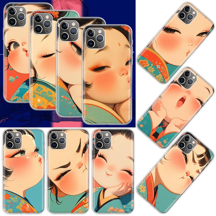 A cute Little Girl With a Chubby Face Phone Case For Apple Iphone 12 Mini 14 13 15 Pro Max 11 X XS XR 16 Plus Cover She