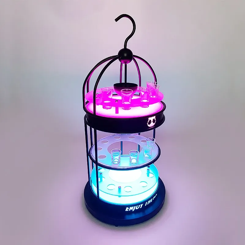 Creative LED Luminous Wine Rack Bar Display Stand Bottle Holder Cocktail Glass Storage Shelf Home Decor Atmosphere Lighting