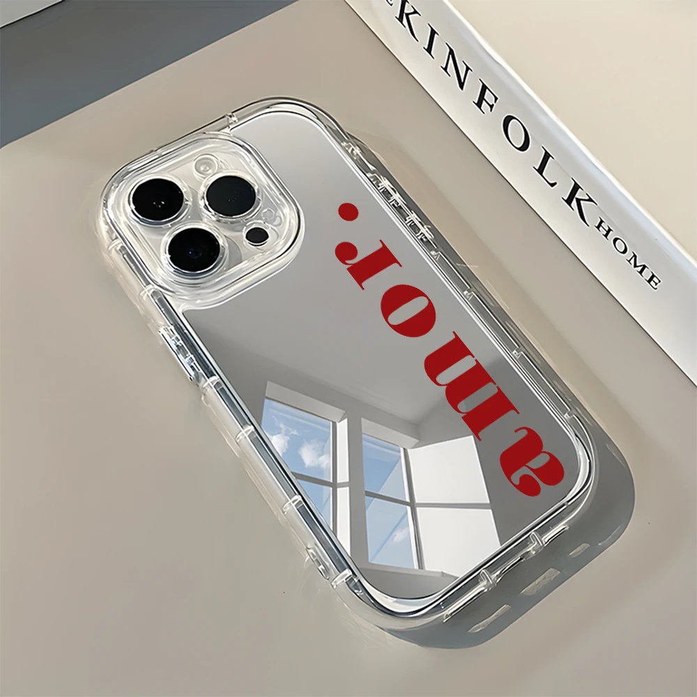 Romantische Text-Rückspiegel-Handyhülle für iPhone 17 16 15 14 13 12 11 Pro Max 17 Air X XR XS 7 8 Plus Stoßfeste Weiche Schutzhülle