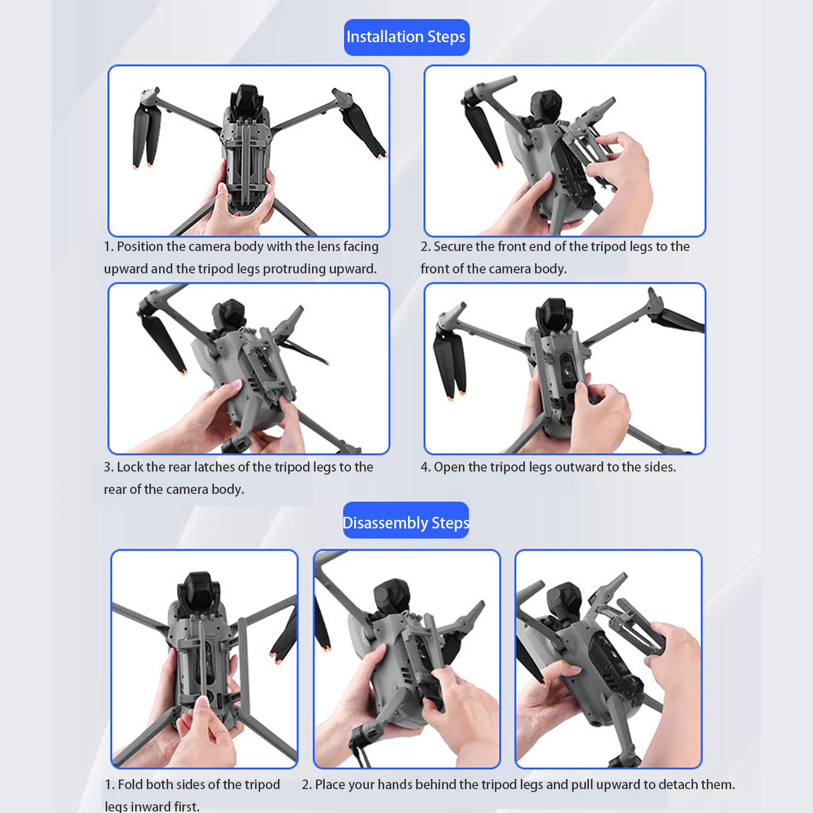 AIRIXXI Składane Podwyższone Nogi Podwozia do DJI Mavic Air 3/3S, Statyw, Akcesorium do Drona, ABS+PC, Lekki, Stabilny Stojak