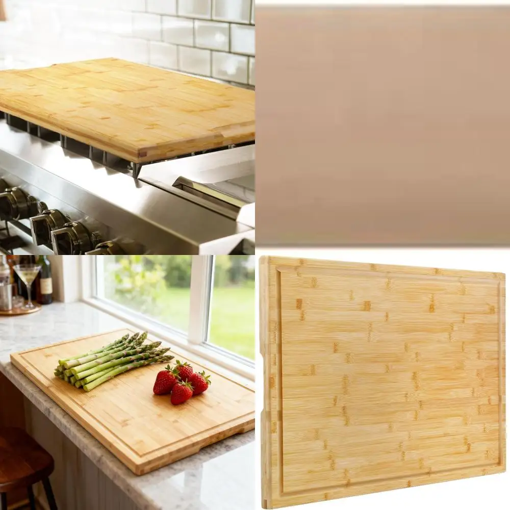 

Large Bamboo Chopping Board, 30 x 20 Kitchen Cutting Surface with Juice Groove for Meat, Turkey, Veg, BBQ, 1 Thick
