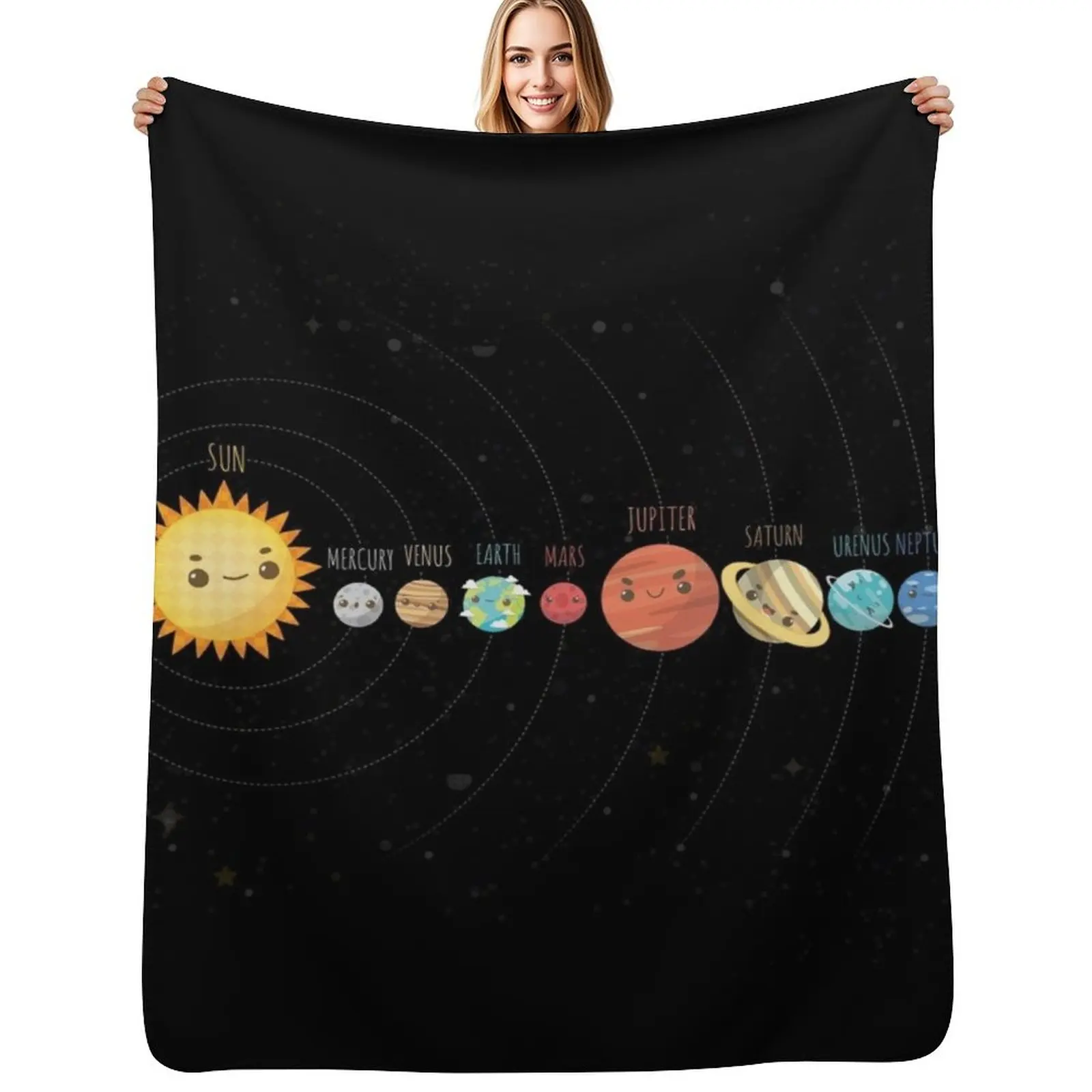Solar System Planets_09 Throw Blanket Lightweight Warm Blanket for Travel Camping