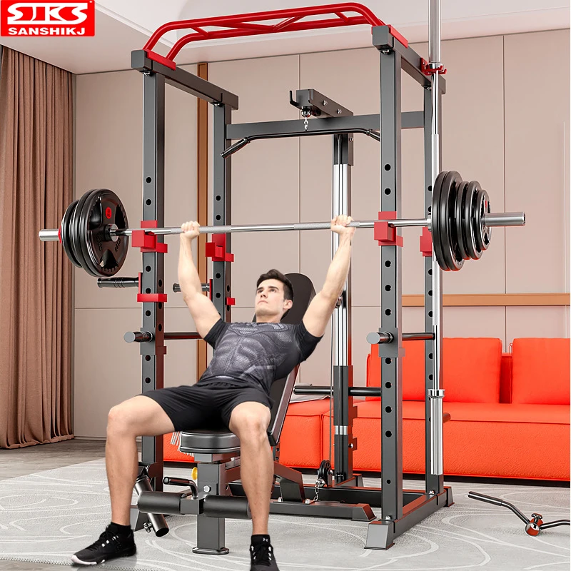 Multifunctional Squat Frame Smith Machine, Barbell Lifting, Free Hard Pull, Comprehensive Trainer, Home Fitness