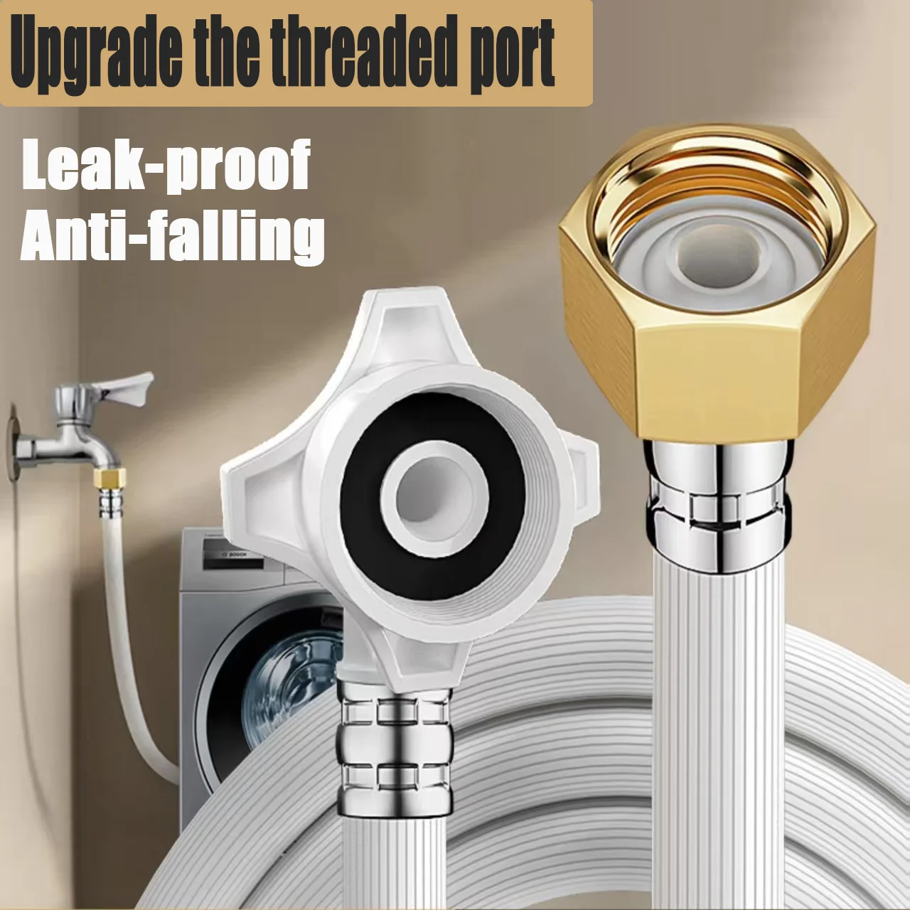 ترقية 80/100/200/300/500 سنتيمتر سوبر طويلة واقية من الانفجار خرطوم الغسالة G1/2 ''G3/4'' مدخل المياه مانعة للتسرب أنبوب مرن