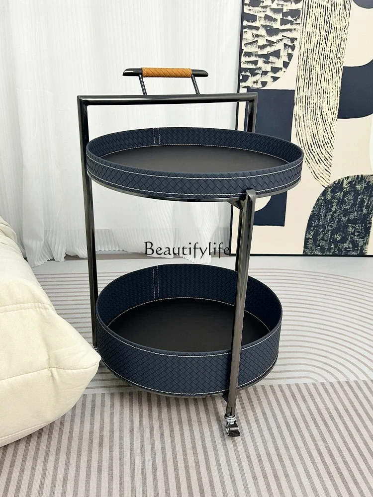 

LD33Italian saddle leather high-end sofa edge few household light luxury designer round wrought iron corner few