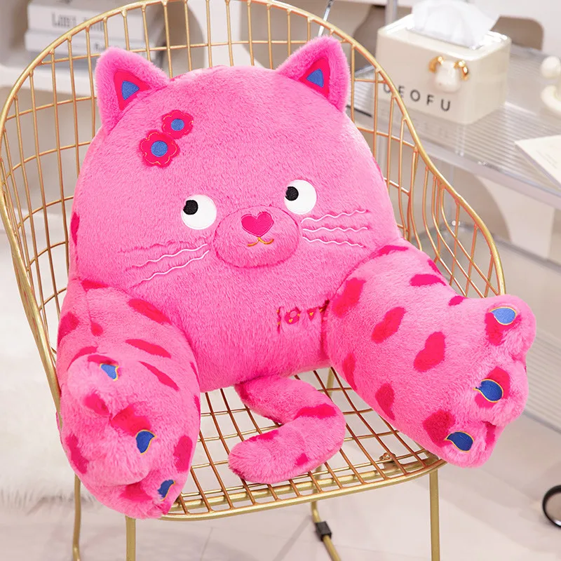 Coussin de taille de chat rose de tache de coeur d'amour de bande dessinée, animaux en peluche doux et mignons, oreiller de sommeil de bébé Kawaii, décor de chambre pour des cadeaux de filles