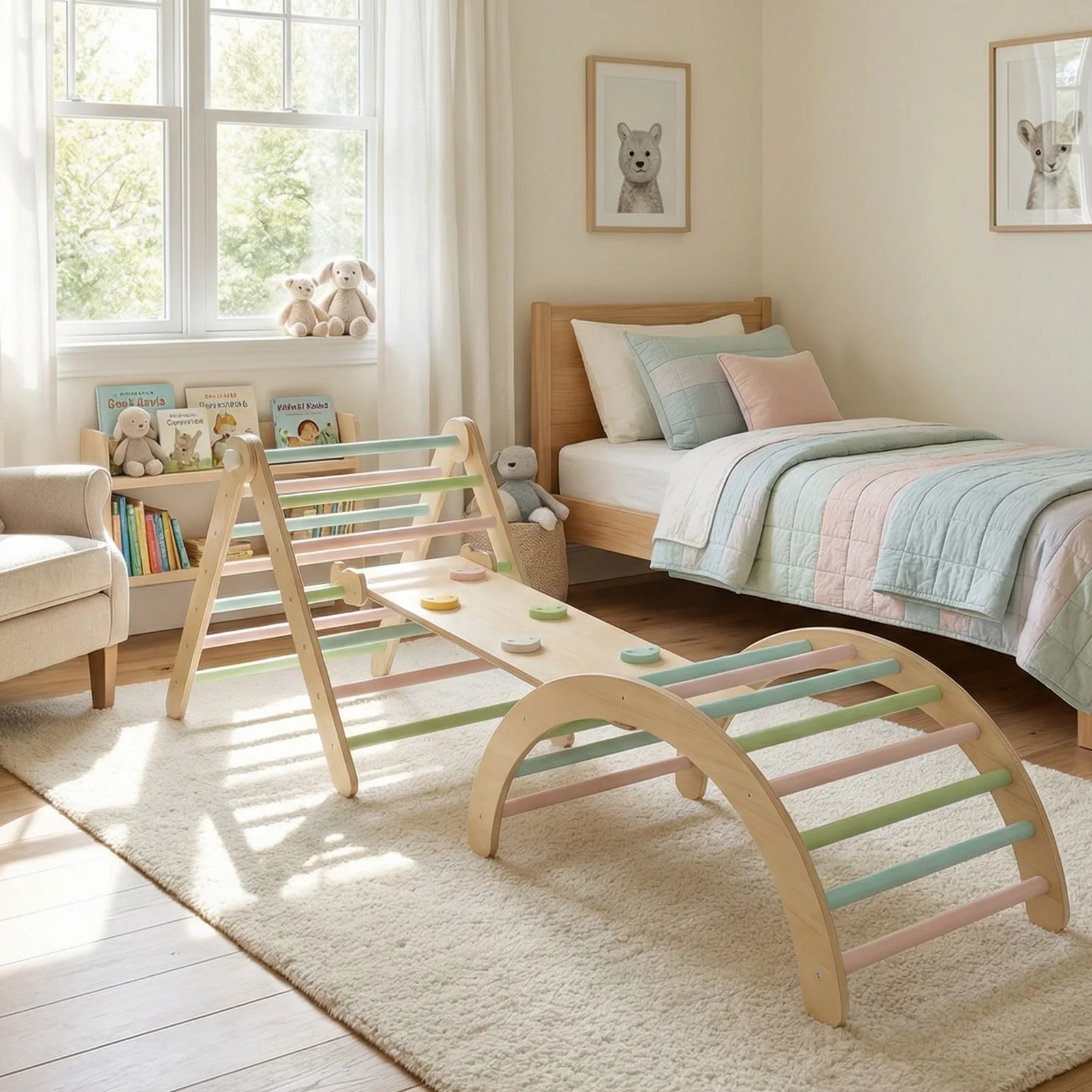 

Деревянный игровой комплекс для малышей: арка, горка, лестница, набор для лазания, домашняя игровая площадка для детей 1-3 лет