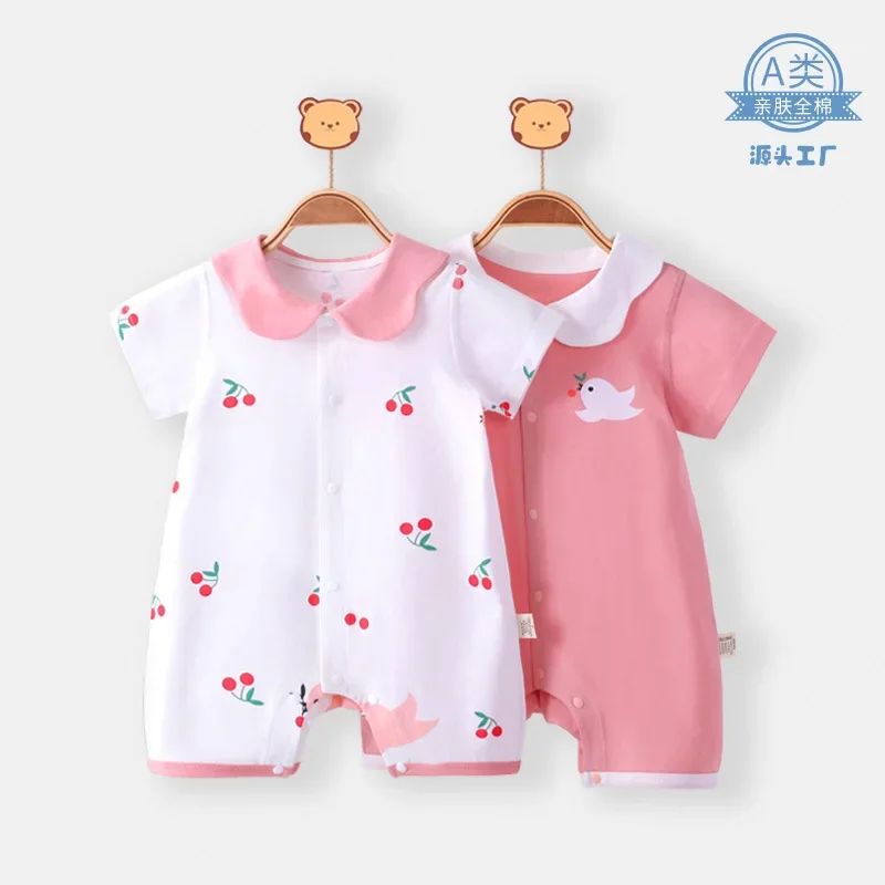 Baby Kleidung Sommer Overall Kurzarm Neugeborenen Baby Strampler 100 Baumwolle Pyjamas Ausgehen Krabbeln Kleidung