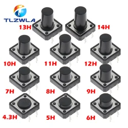 Interruptor de botón táctil PCB de 10 piezas, microinterruptor DIP de 4 pines, 12x12x4,3/5/6/7/8/9/10/11/12 MM, 12x12x4,3 MM, 5MM, 6MM, 7MM, 8MM 9MM