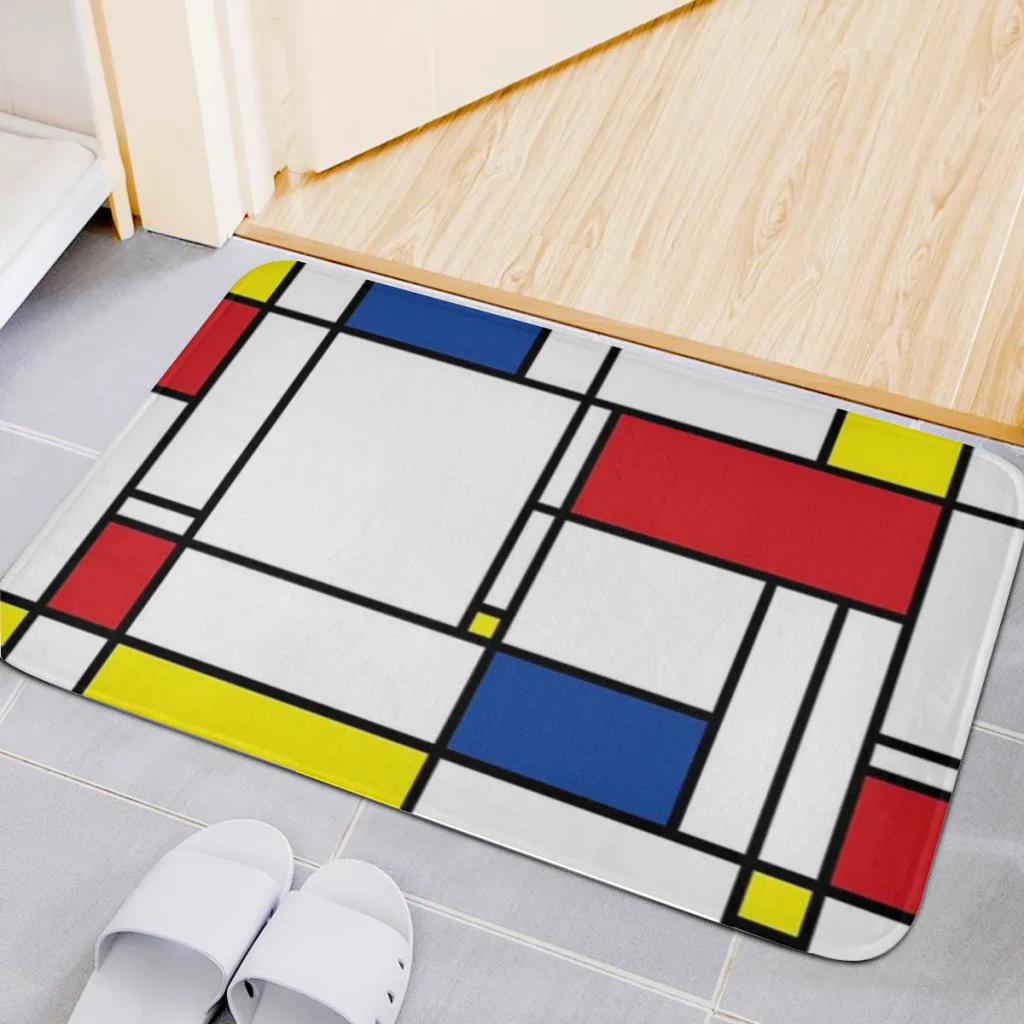 Minimalist De Stijl Modern Art  A Bath Mat Set Modern Art Textured Pattern Home Carpet Bathroom Decor Floor Rugs Toilet