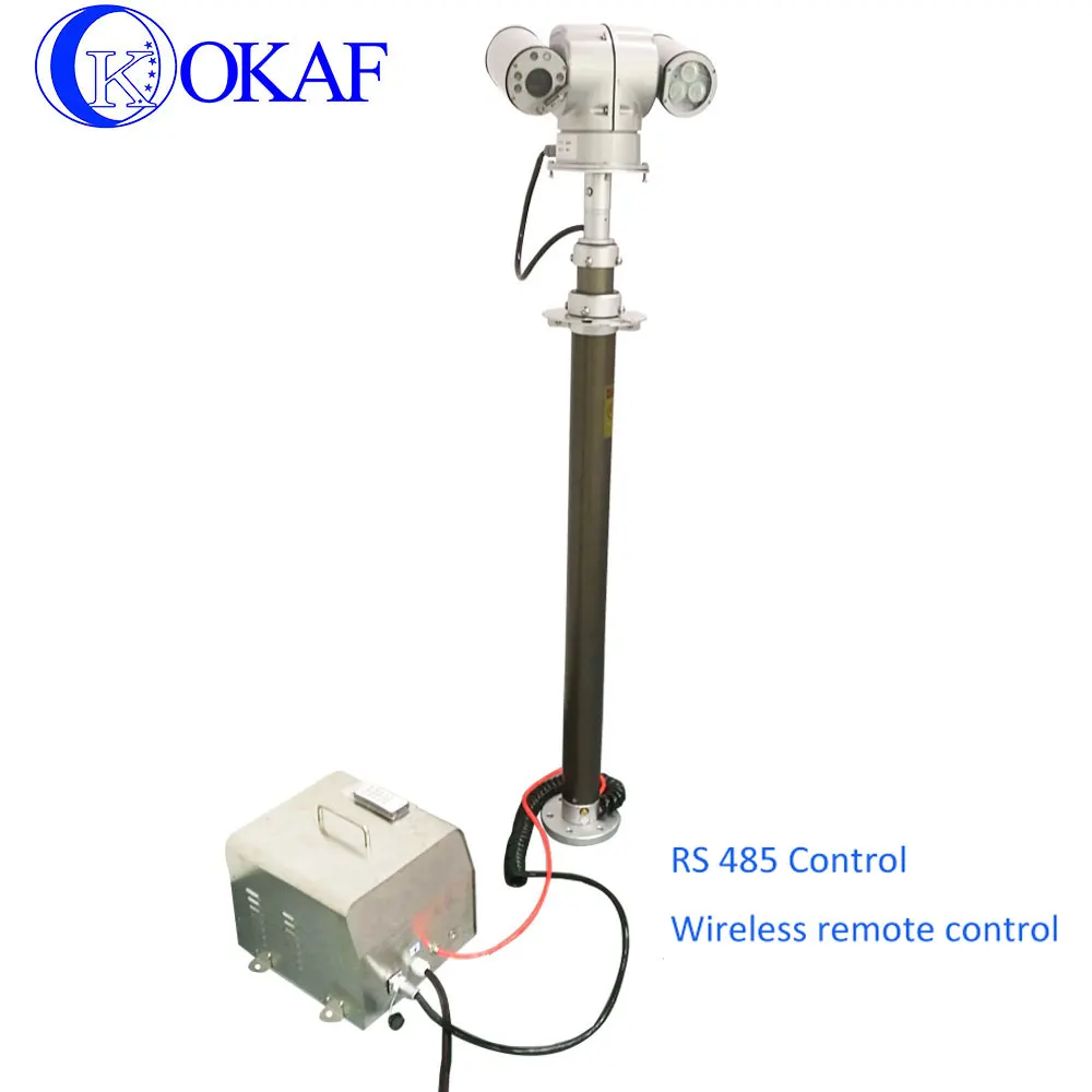 OKAF 3-20M Telecommunication Tower Wireless Remote Control Mobile Surveillance Aluminum Pneumatic Telescopic Mast Pole