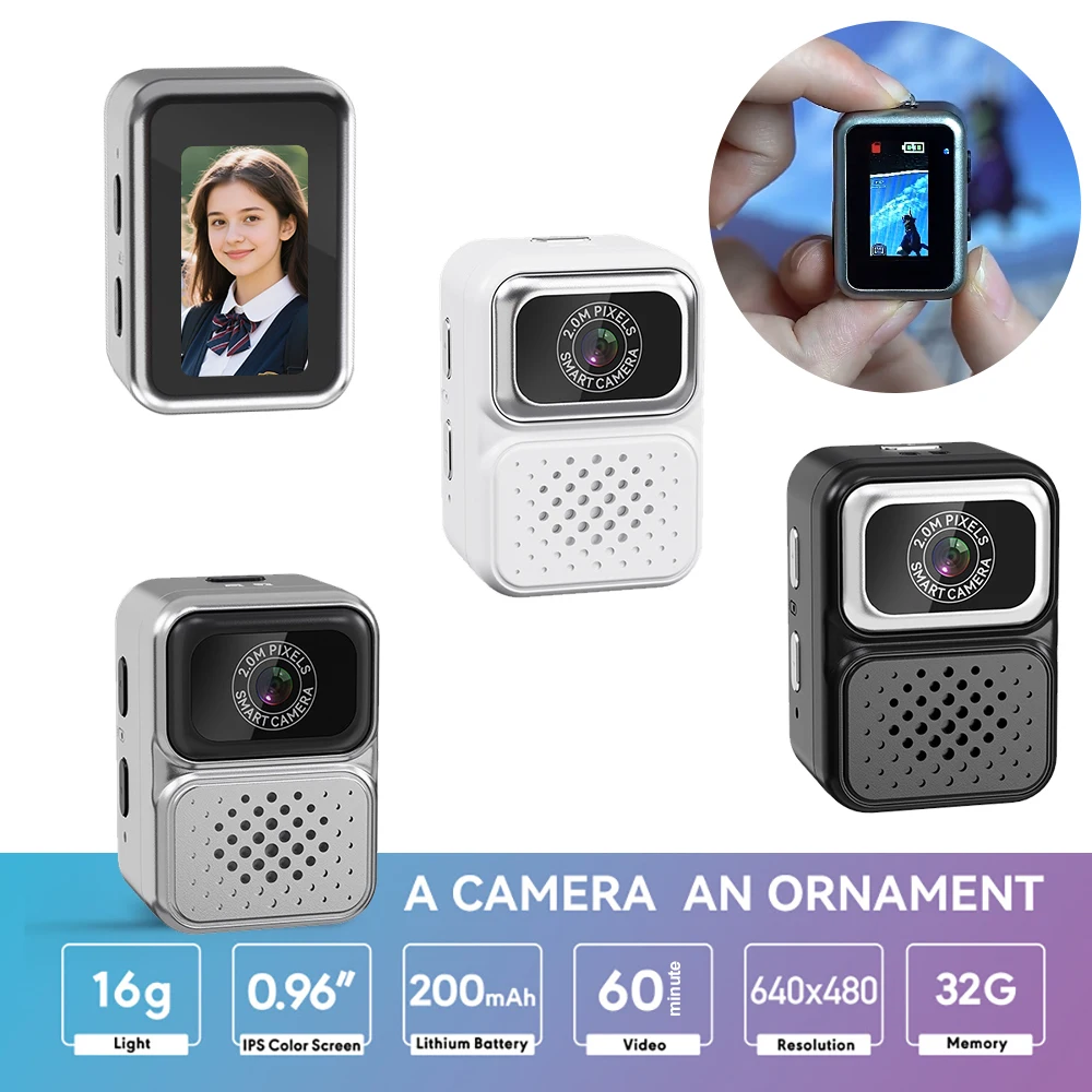 S130 Thumb Keychain Camera with 0.96inch Mini Action Camera Retro Support Memory Card 480P Very Small Camcorder Video Recorder