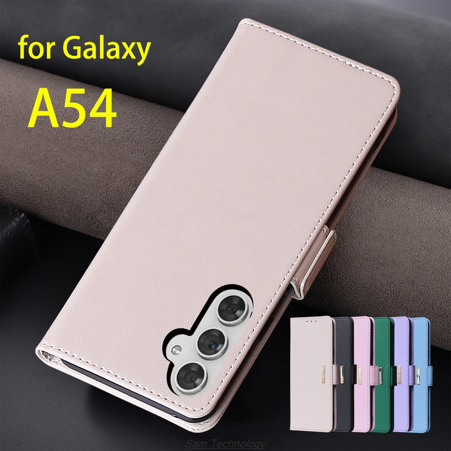 

Кожаный чехол с магнитной пряжкой для Samsung Galaxy A54 5G, кошелек с RFID-блокировкой, откидная крышка, женский простой чехол, чехол Fundas Coque