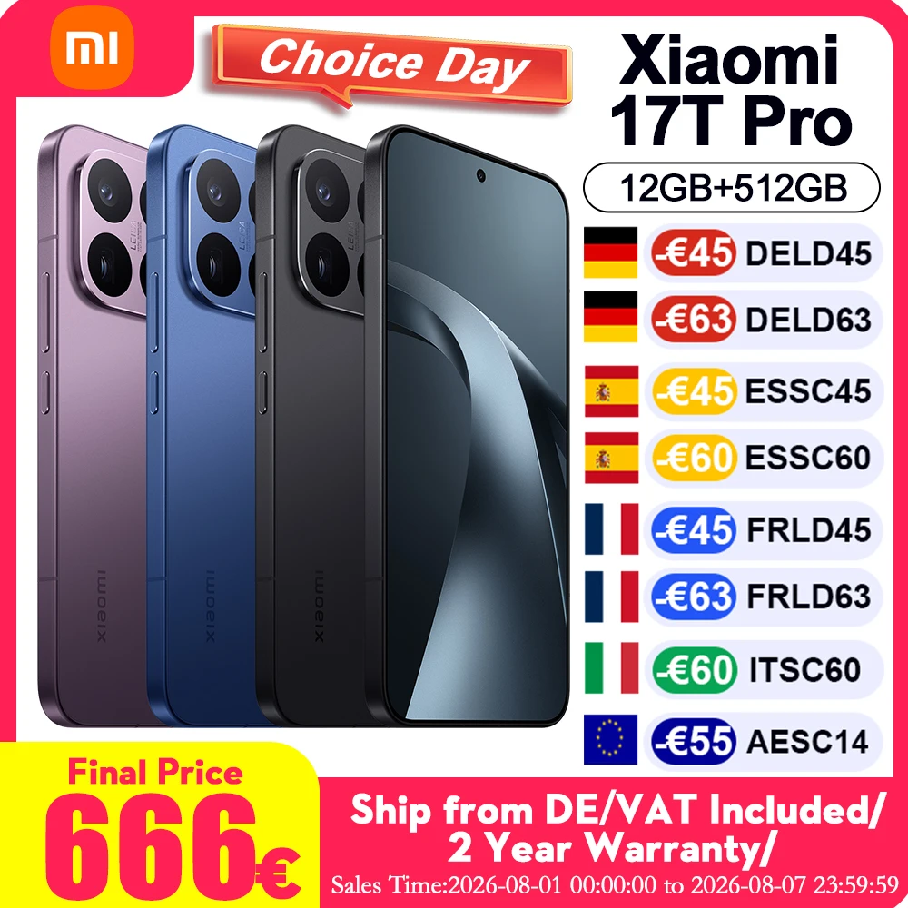 Xiaomi HyperOS Mobile Phone 6.83" AMOLED Display Leica 5X Telephoto Lens 7000mAh (typ) Silicon-carbon Battery Global Version Xiaomi 17T Pro Cellphone