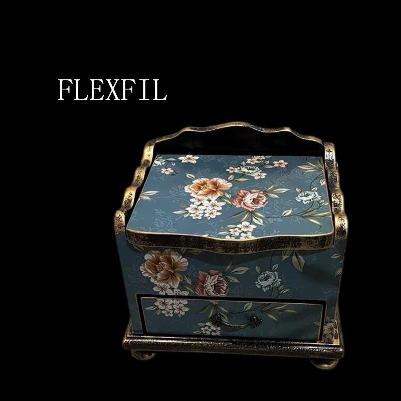 FLEXFIL jewelry storage box Vintage for women High quality Original Handmade solid wood Organize Accessories flip cover gift box