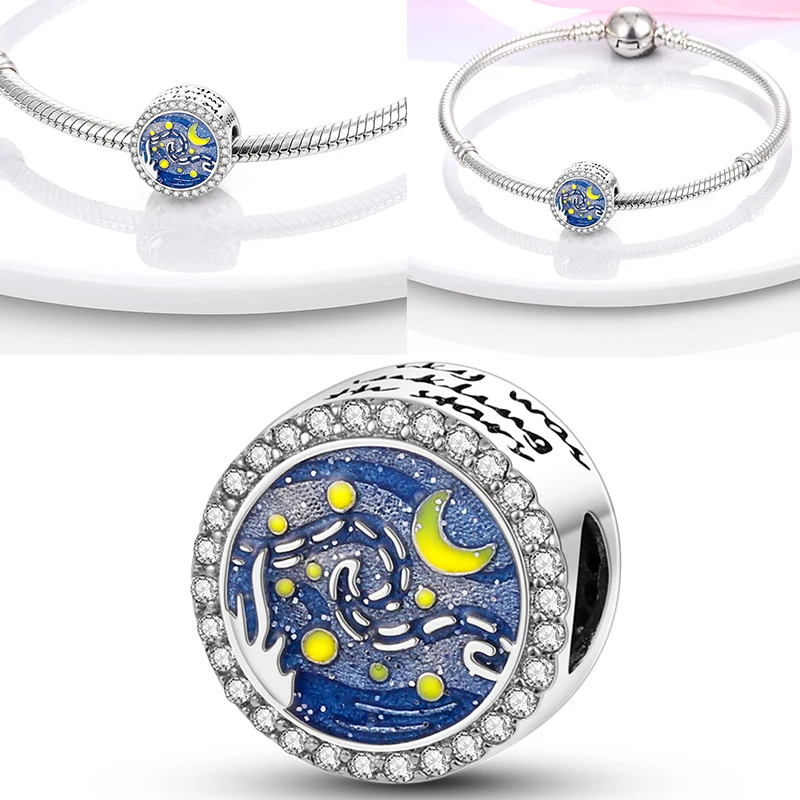 925 Sterling Silber Charm-Perlen Kaffee Ei Toast Sonne Mond Motorrad Schmetterling Frucht DIY Armband Halskette Geschenk für Frauen – Detail 19