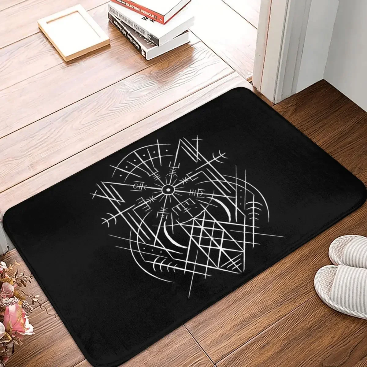 Viking Valhalla Non-slip Doormat Vegvisir Runen Kompass Kelten Wikinger Netz Wyrd Carpet Living Room Bedroom Mat Flannel