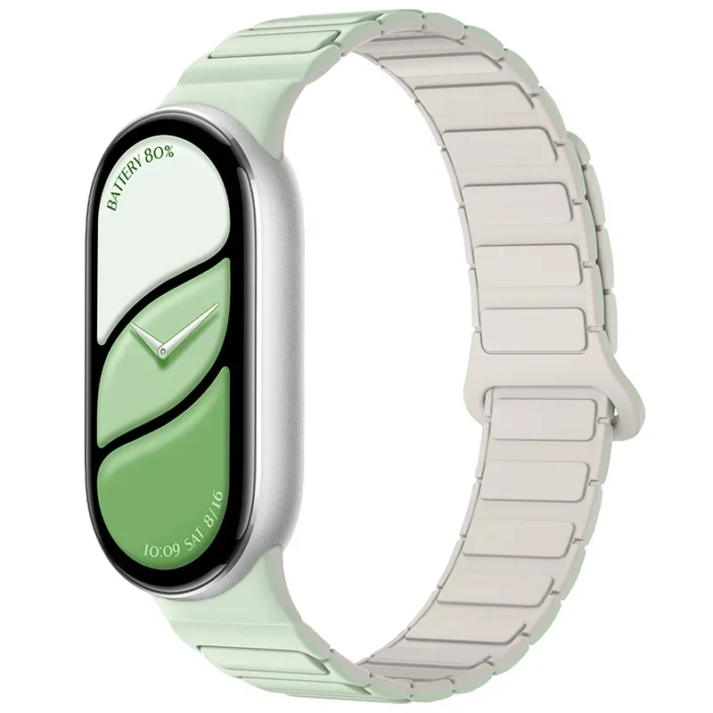 Neues Silikon-Sportarmband für Xiaomi Watch 10/9/8 Zweifarbiges Magnetarmband für Miband 10 NFC Smartwatch Ersatz-Armband