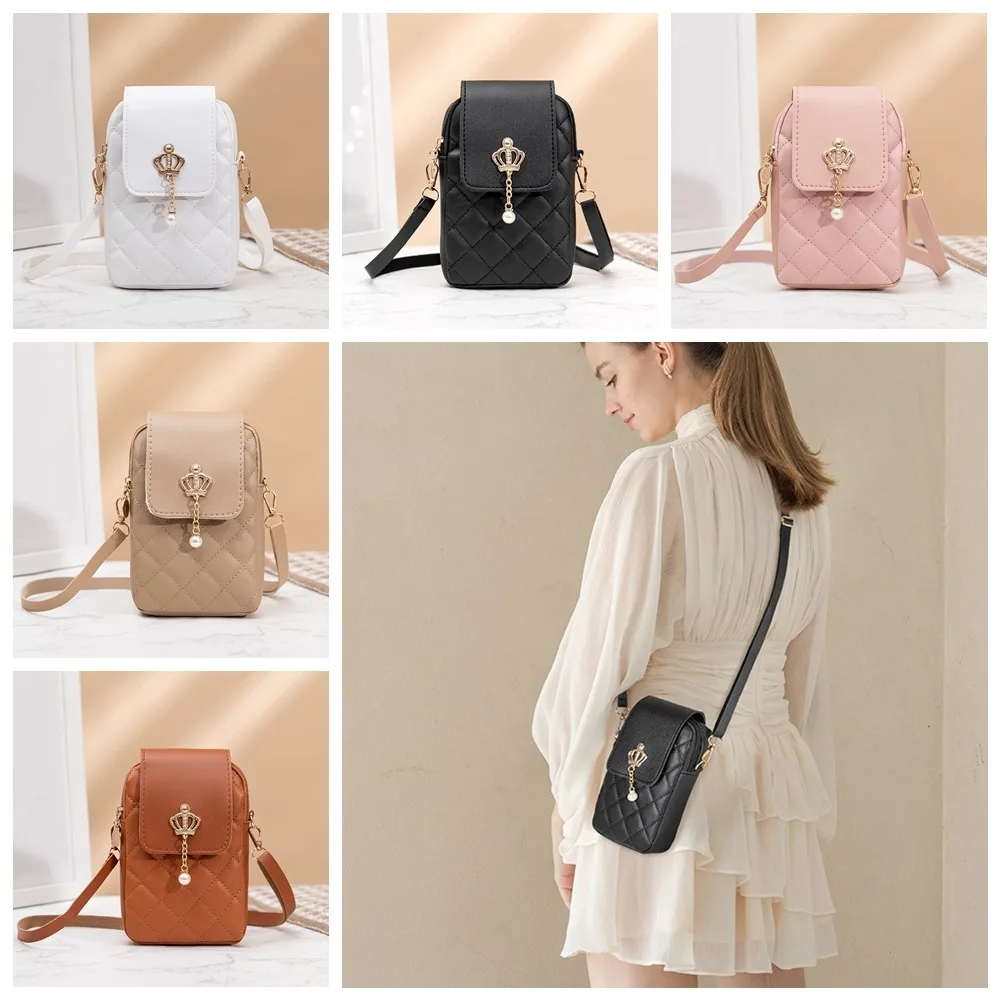 

Single Shoulder Phone Messenger Bag PU Leather Waterproof Women Mini Bag Vertical Pearl Ladies Crossbody Bag Ladies