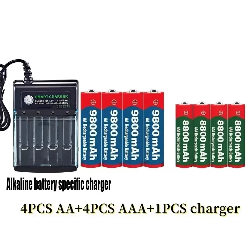 NEW 1.5V AA9800mAh+AAA8800mAh+USBcharger 1.5V, Rechargeable   Battery, Used for Electronic Toys,  Camera Batteries