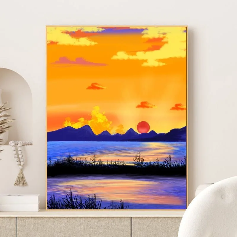 

A-0121 Sunrise Moonlight Landscape Oil Painting - Nature Scenery Wall Art