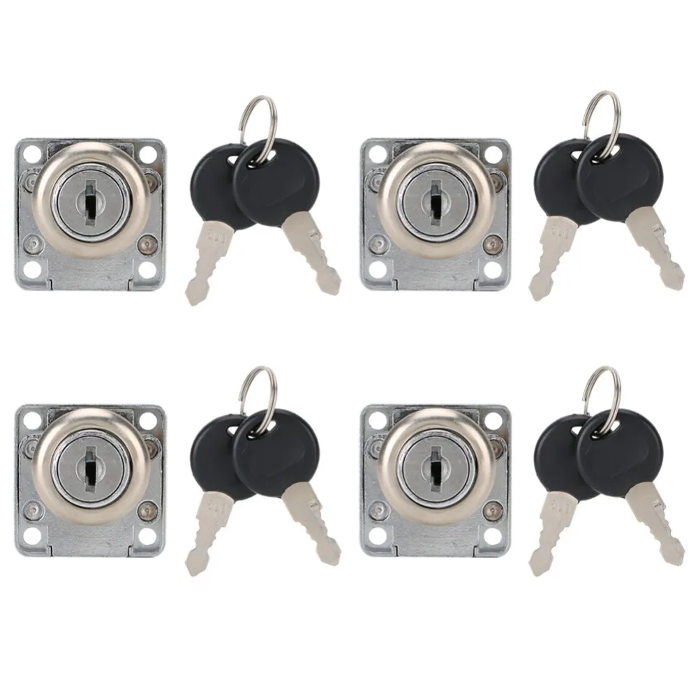 4pcs Security Keyed Alike Drawer Lock with Key Zinc Alloy Durable Cabinet Cam Lock Cylinder Drawer Lock Cupboard