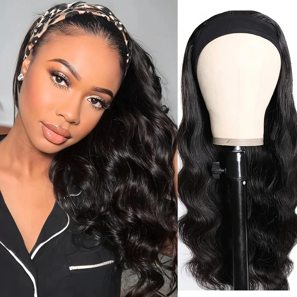 

Brazilian Body Wave Headband Wigs 100% Human Hair Headband Scarf Wigs for Women Natural Remy Hair Machine Made