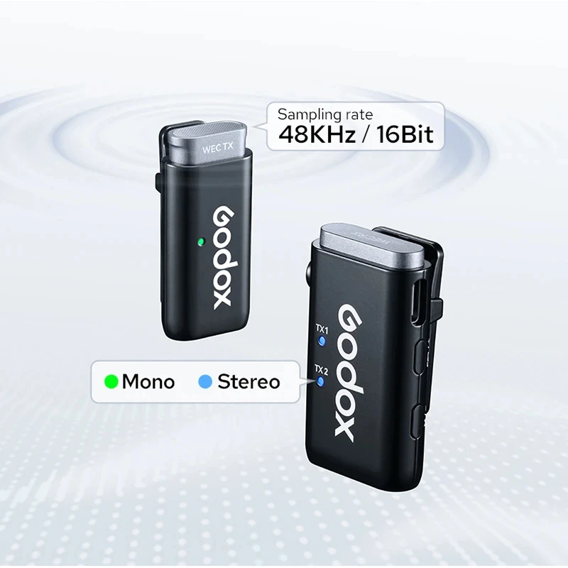 Godox WEC KIT1 KIT2 mikrofon Lavalier nirkabel, 2.4GHz Untuk kamera ponsel DSLR, mikrofon Lapel untuk wawancara Vlog Streaming langsung