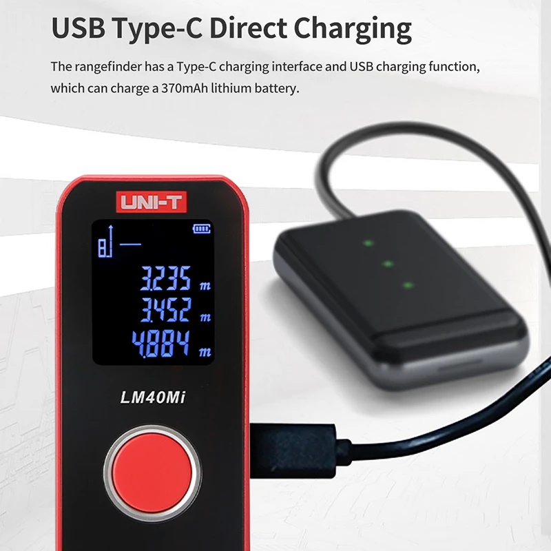 UNI-T Mini misuratore di distanza laser 40m 60m Telemetro Display a LED Misuratore di nastro digitale Telemetro portatile ricaricabile