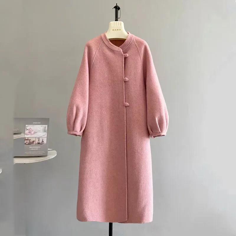 

Spring And Autumn New Women's Woolen Overcoat Plus Size Lapel Thickened Slim Fit Waist-Fitted Jacket Smooths Your Silhouett