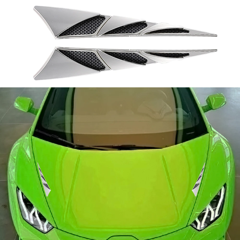 2Pcs Universal Air Flow Intake Cover Carbon Fiber Style Car Air Flow Intake Decorative Scoop Bonnet Car Exterior Accessories