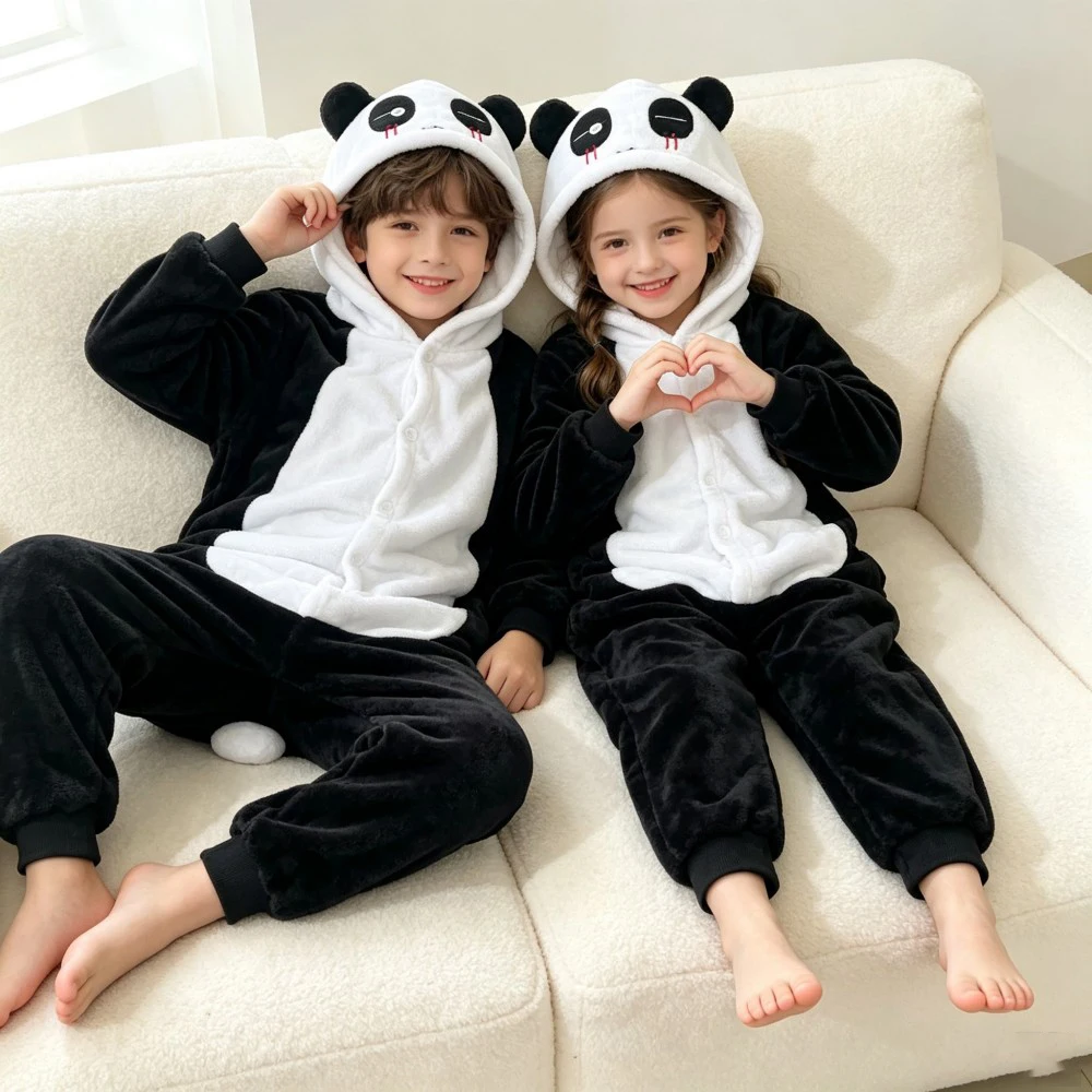 Children Halloween Sleepwear Kids Flannel Animal Onesie Pajamas Cartoon Unicorn Tiger Cow Dalmatian Cosplay Costume