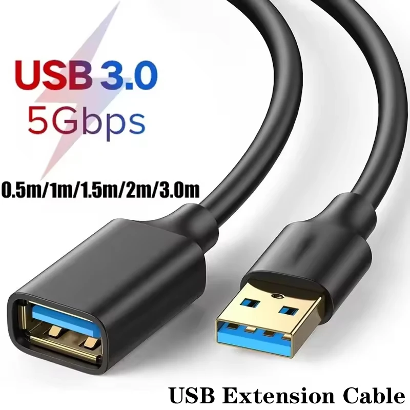 كابل تمديد USB 3.0 فائق السرعة 1 متر 2 متر 3 متر ، موسع نقل البيانات 5 جيجابت في الثانية للكمبيوتر الشخصي والكمبيوتر المحمول والتلفزيون الذكي وأجهزة Xbox وPS5 SSD والسيارة والشاحن