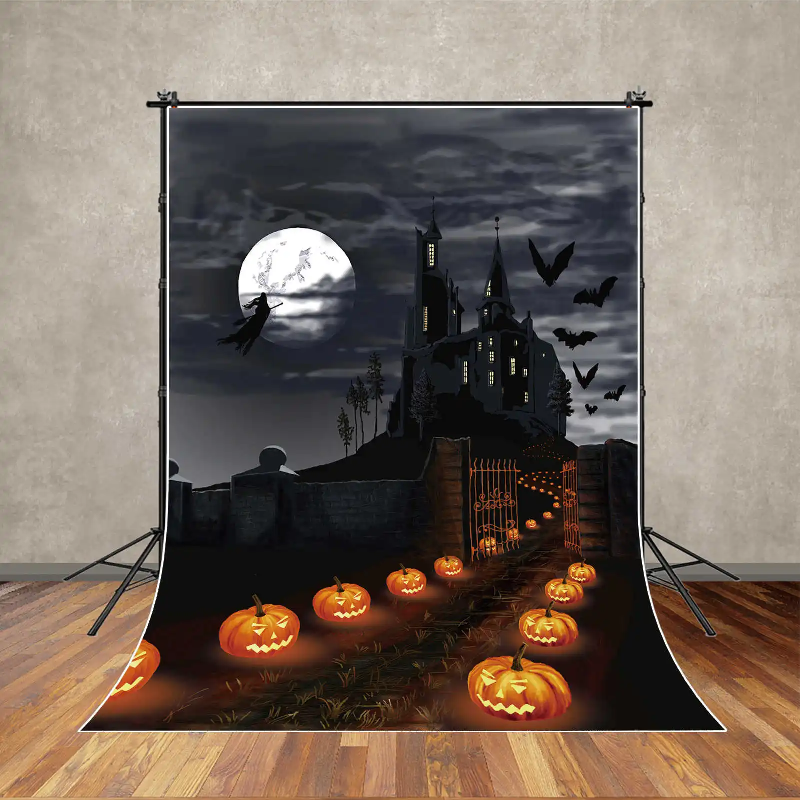 MOON.QG Halloween 2025 Photography Backdrop Pumpkin Lantern Party Home Photocall Background Baby Photo Studio Photobooth Props