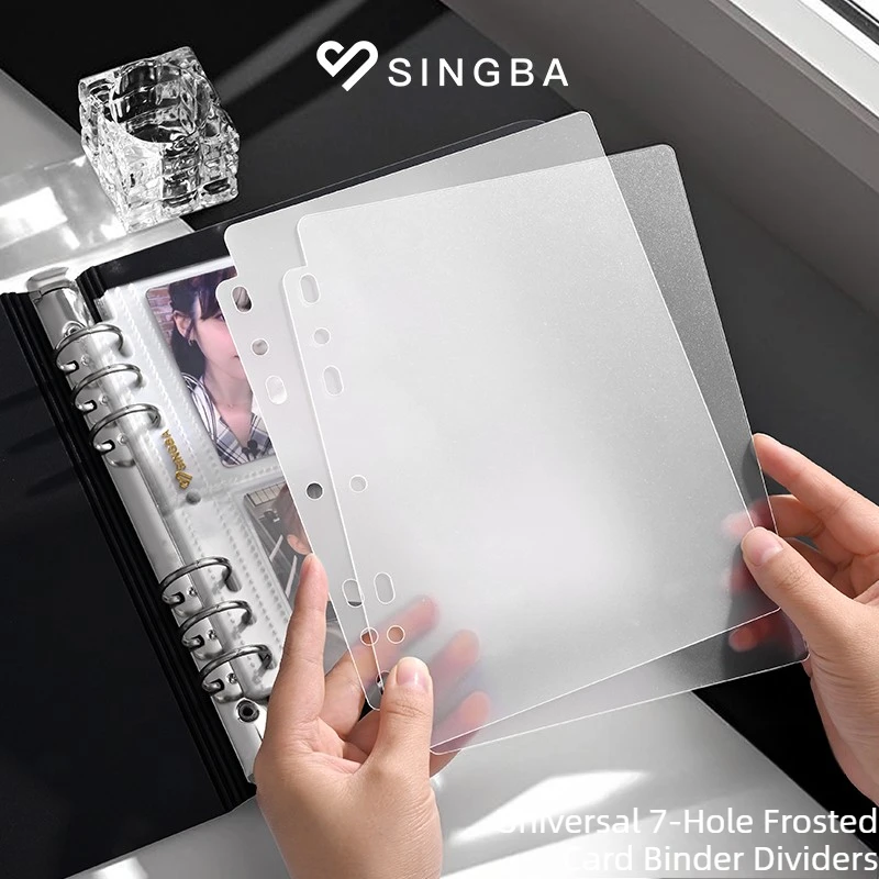 SINGBA 2 Stück Universelle 7-Loch-Mattierte Kartenbinder-Trennblätter, Verstärkte Schutz-PP-Trennblätter für A4/A5 Fotoalben, Bruchfest
