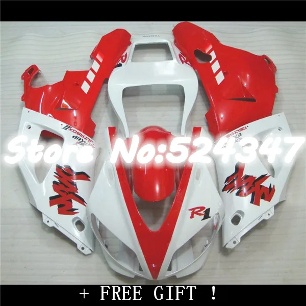 Hey-For HOT Red white  YZFR1 98 99 YZF R1 98-99 YZF-R1  YZF1000 YZF 1000 red white 1998 1999 Full Fairing Kit for Yamaha