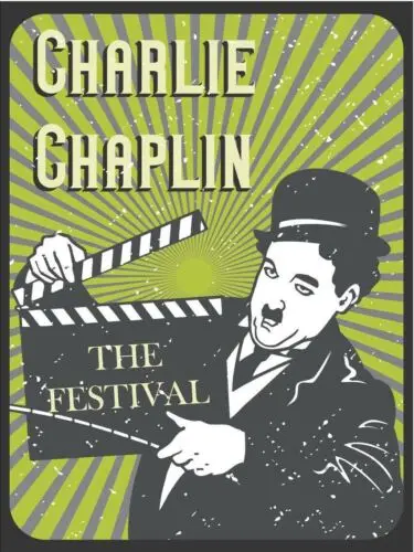 1p,Charlie Chaplin The Festival Vintage Retro Metal Sign