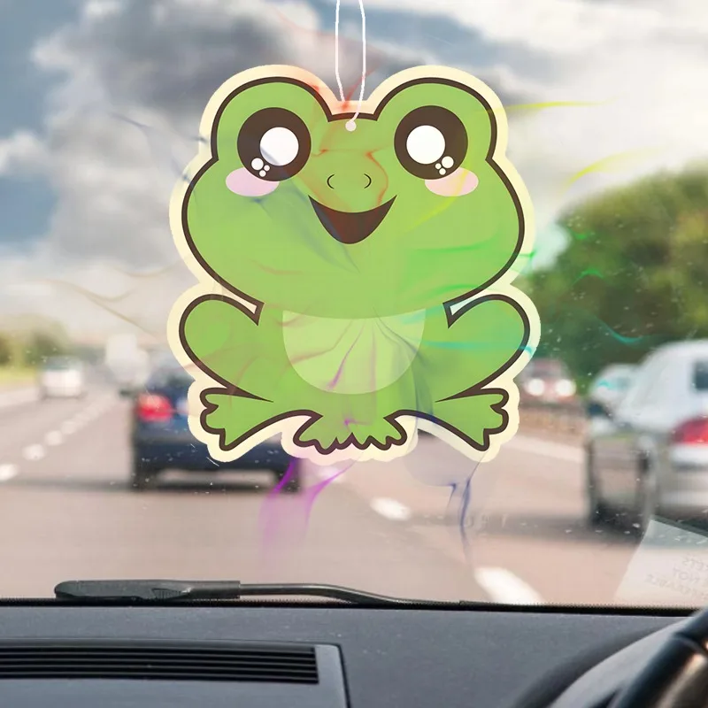 1Pc Shaped Cartoon Cute Frog Scented Tablets Car Air Freshener, Hanging Air Freshener Perfume Scented Rearview Mirror Pendant